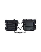 Royal Enfield Classic 350cc 500cc Canvas Saddle Bags Pair Black With Mounting