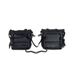 Royal Enfield Classic 350cc 500cc Canvas Saddle Bags Pair Black With Mounting