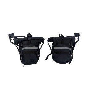 Royal Enfield Classic 350cc 500cc Canvas Saddle Bags Pair Black With Mounting