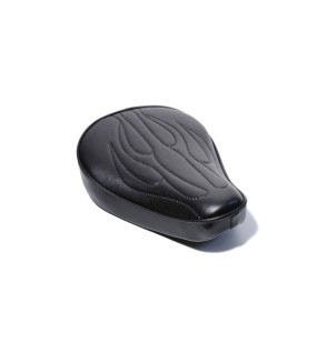 Flames Solo Seat Flat Small For Harley Chopper Bobber Universal