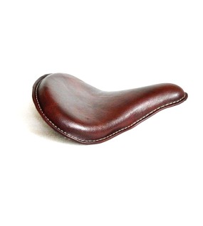 Custom Bobber Chopper Harley Sportster Cherry Leather Finish Deep Dish Seat 
