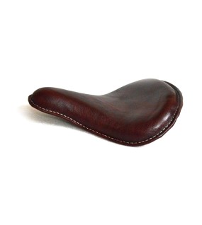 Custom Bobber Chopper Harley Sportster Cherry Leather Finish Deep Dish Seat 