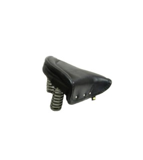 New Royal Enfield Black Leather Front Solo Seat With Chrome Springs Complete