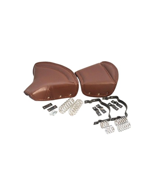 BSA Triumph Enfield Tan Leather Front & Rear Seat Set Chrome Springs