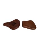 Royal Enfield Classic 350cc 500cc Engraved Leather Front and Rear Seat Brown