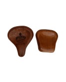Royal Enfield Classic 350cc 500cc Engraved Leather Front and Rear Seat Brown