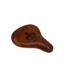 Royal Enfield Classic 350cc 500cc Engraved Leather Front and Rear Seat Brown