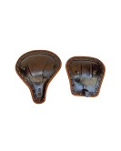 Royal Enfield Classic 350cc 500cc Engraved Leather Front and Rear Seat Brown