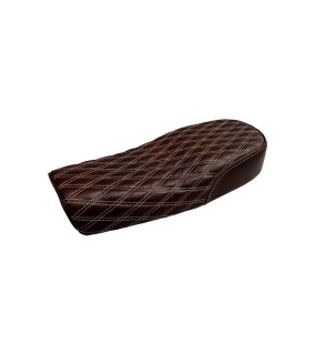 Royal Enfield GT Continental and Interceptor 650 Diamond Design Leather Dual Seat Cherry Brown