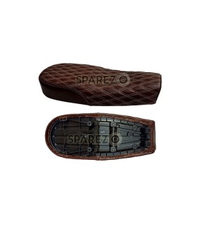 Royal Enfield GT Continental and Interceptor 650 Diamond Design Leather Dual Seat Cherry Brown
