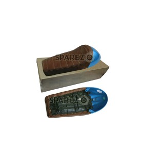 Royal Enfield GT Continental and Interceptor 650 Single Seat Brown Color with Blue Cowl