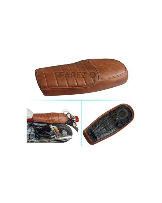 Royal Enfield GT Continental and Interceptor 650 Brown Genuine Leather Dual Seat