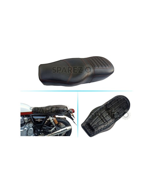 Royal Enfield Black Genuine Leather Dual Seat For GT Continental and Interceptor 650