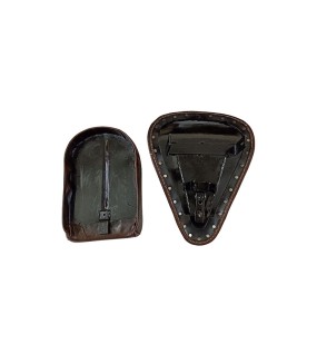 Genuine Leather Royal Enfield Classic 350 500 Low Rider Front and Rear Seat Dark Brown