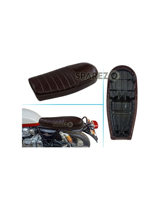 Royal Enfield GT and Interceptor 650 Genuine Leather Dual Dark Brown Seat D9