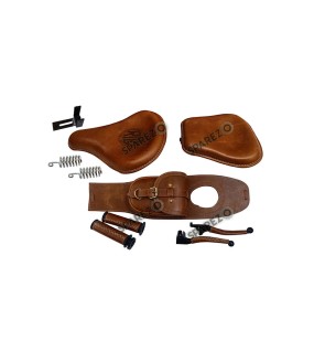 Royal Enfield Classic 500cc 350cc Front and Rear Leather Seat With Belt Grip Lever