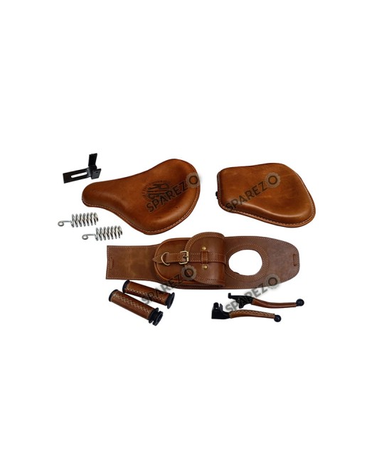 Royal Enfield Classic 500cc 350cc Front and Rear Leather Seat With Belt Grip Lever