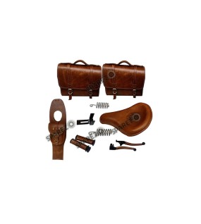 Royal Enfield Classic 500cc 350cc Front Leather Seats With Bags Belt Grip Lever