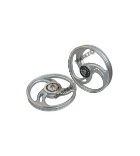 Royal Enfield Bullet 500cc Parado Front and Rear 3 Spoke Silver Alloy Wheel Rims