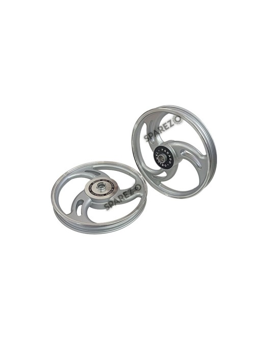 Royal Enfield Bullet 500cc Parado Front and Rear 3 Spoke Silver Alloy Wheel Rims