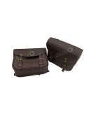 Royal Enfield Meteor 350cc Leather Saddle Bags Rusty Brown With Mounting Pair