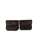 Royal Enfield Meteor 350cc Leather Saddle Bags Rusty Brown With Mounting Pair