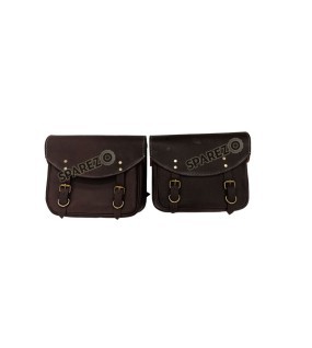 Royal Enfield Meteor 350cc Leather Saddle Bags Rusty Brown With Mounting Pair