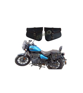 Royal Enfield Meteor 350cc Genuine Leather Black Pannier Bags Pair