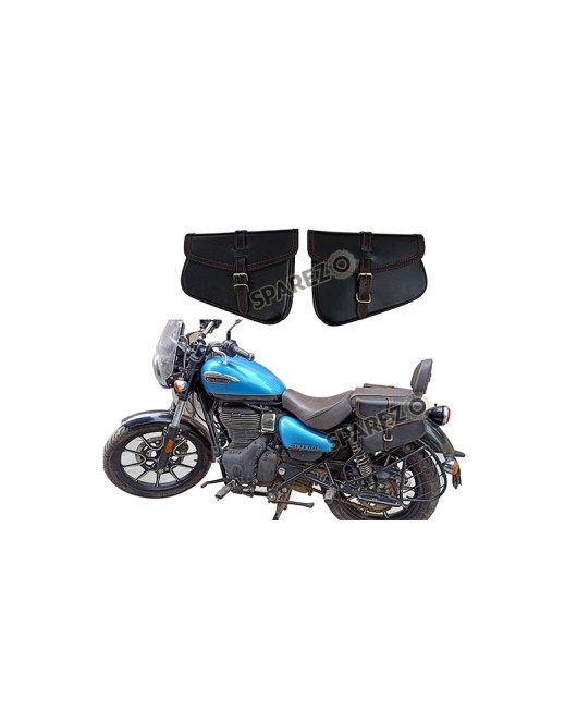 Royal Enfield Meteor 350cc Genuine Leather Black Pannier Bags Pair