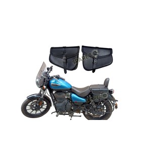 Royal Enfield Meteor 350cc Genuine Leather Pannier Bags Pair Black