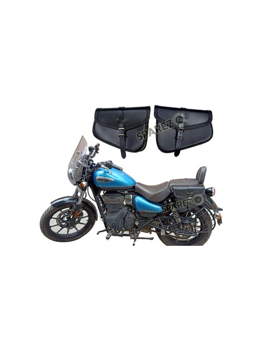 Royal Enfield Meteor 350cc Genuine Leather Pannier Bags Pair Black