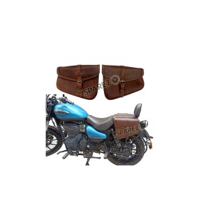 Royal Enfield Meteor 350cc Leather Pannier Bags Pair Brown