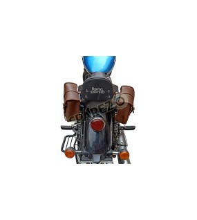 Royal Enfield Meteor 350cc Leather Pannier Bags Pair Brown