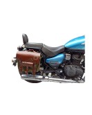 Royal Enfield Meteor 350cc Leather Canvas Bag Olive Color and Mounting Fitting