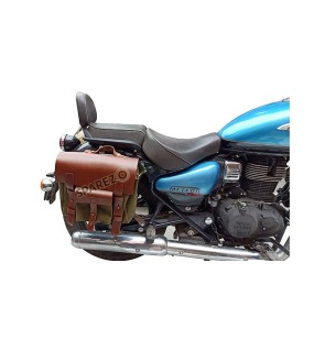 Royal Enfield Meteor 350cc Leather Canvas Bag Olive Color and Mounting Fitting