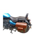Royal Enfield Meteor 350cc Leather Canvas Bag Olive Color and Mounting Fitting