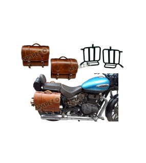 Royal Enfield Meteor 350cc Leather Brown Tan Bags With Mounting Fitting