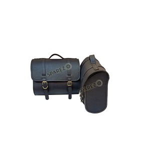 Royal Enfield Meteor 350cc Leather Black Saddle Bag Pair With Mounting