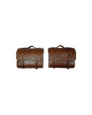Royal Enfield Meteor 350cc Leather Brown Pannier Bags Pair With Mounting