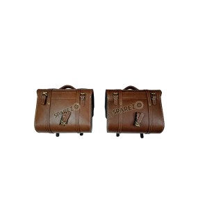Royal Enfield Meteor 350cc Leather Brown Pannier Bags Pair With Mounting