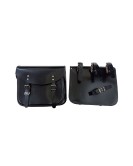 Royal Enfield Meteor 350cc Leather Saddle Bags Glossy Black With Mounting Pair
