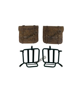 Royal Enfield Meteor 350cc Leather Saddle Bags Dust Color With Mounting Pair