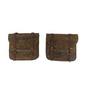 Royal Enfield Meteor 350cc Leather Saddle Bags Dust Color With Mounting Pair