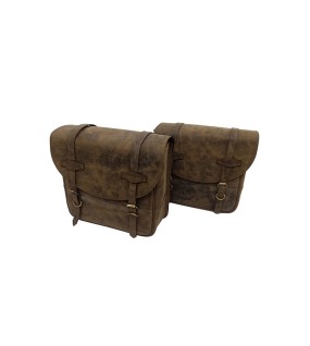 Royal Enfield Meteor 350cc Leather Saddle Bags Dust Color With Mounting Pair