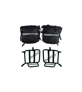 Royal Enfield Meteor 350cc Canvas Saddle Bags Pair Black With Mounting D1