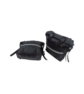 Royal Enfield Meteor 350cc Canvas Saddle Bags Pair Black With Mounting D1