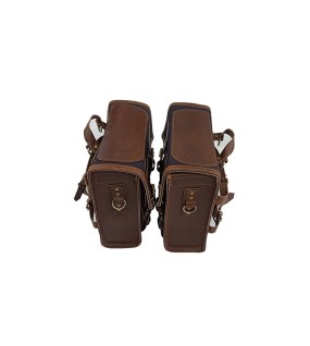 Royal Enfield Meteor 350cc Canvas and Leather Saddle Bags With Mounting Pair D1