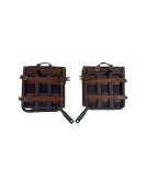 Royal Enfield Meteor 350cc Canvas and Leather Saddle Bags With Mounting Pair D1