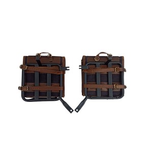 Royal Enfield Meteor 350cc Canvas and Leather Saddle Bags With Mounting Pair D1