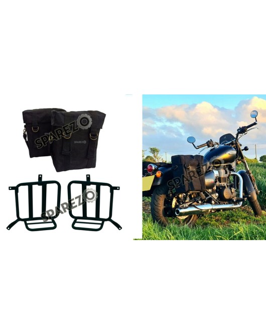 Royal Enfield Meteor 350cc Military Pannier Black Color Bags With Fitting